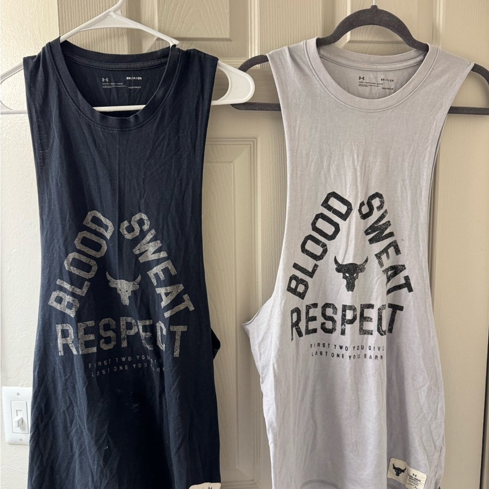 Under Armour Black and Gray Graphic Tank Tops